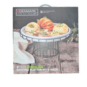 NIB Porcelain Serving Platter With Rack